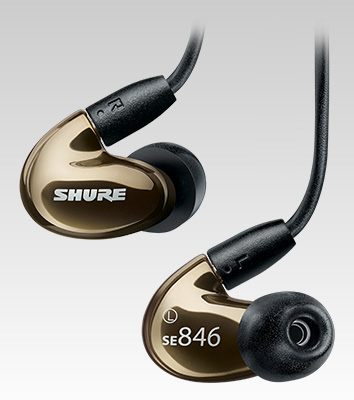  SHURE SE846-BNZ+BT1-EFS-בצבע ברונזה עמום THE BEST IN-EAR EARPHONES SHURE EVER MADE עם 3 כבלים שונים bluetooth 4.1, Universal 3.5 mm, standard 3.5 mm כולל מקלט BT1.***יוצא מהמגוון***
