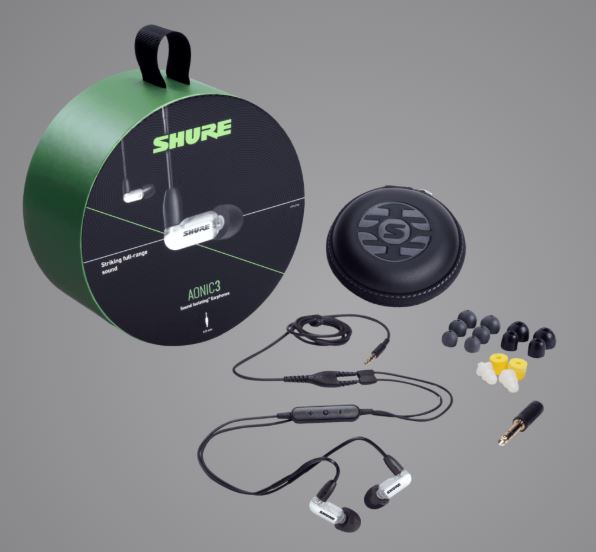  SHURE AONIC 3  –  SE31BA**+UNI-EFS -  הסדרה החדשה של אוזניות קוויות בצבעי לבן אושחור. עם כבל RMCE- UNI 